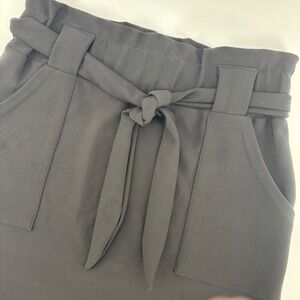 Maze Collection Pencil Skirt Womens Medium Black Excellent Paperbag Waist Tie